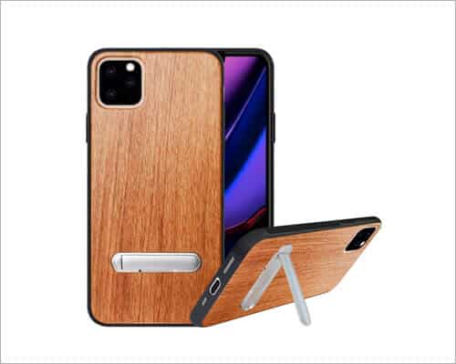 HHDY Kickstand Wood Cheap Case for iPhone 11 Pro