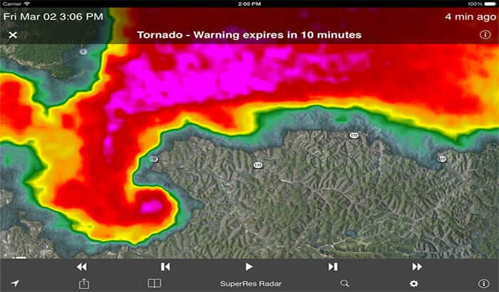 NOAA SuperRes Radar US iPhone and iPad App Screenshot