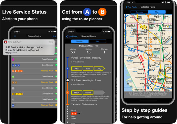 New York Subway MTA Map iPhone iPad and Apple Watch App Screenshot