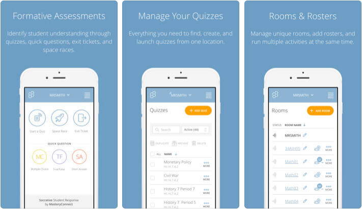 Socrative Teacher iPhone and iPad Assessments App Screenshot