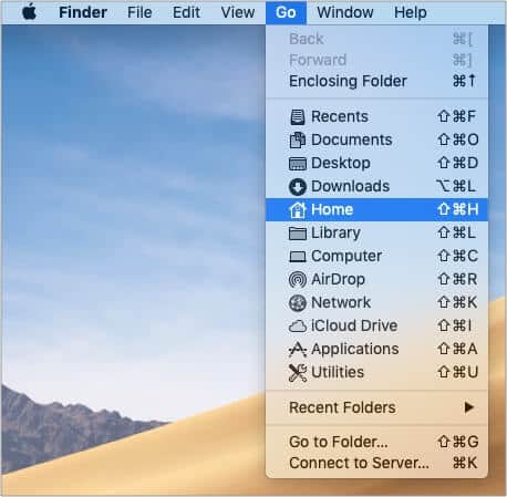 From Finder on Mac Click on Go and then Home