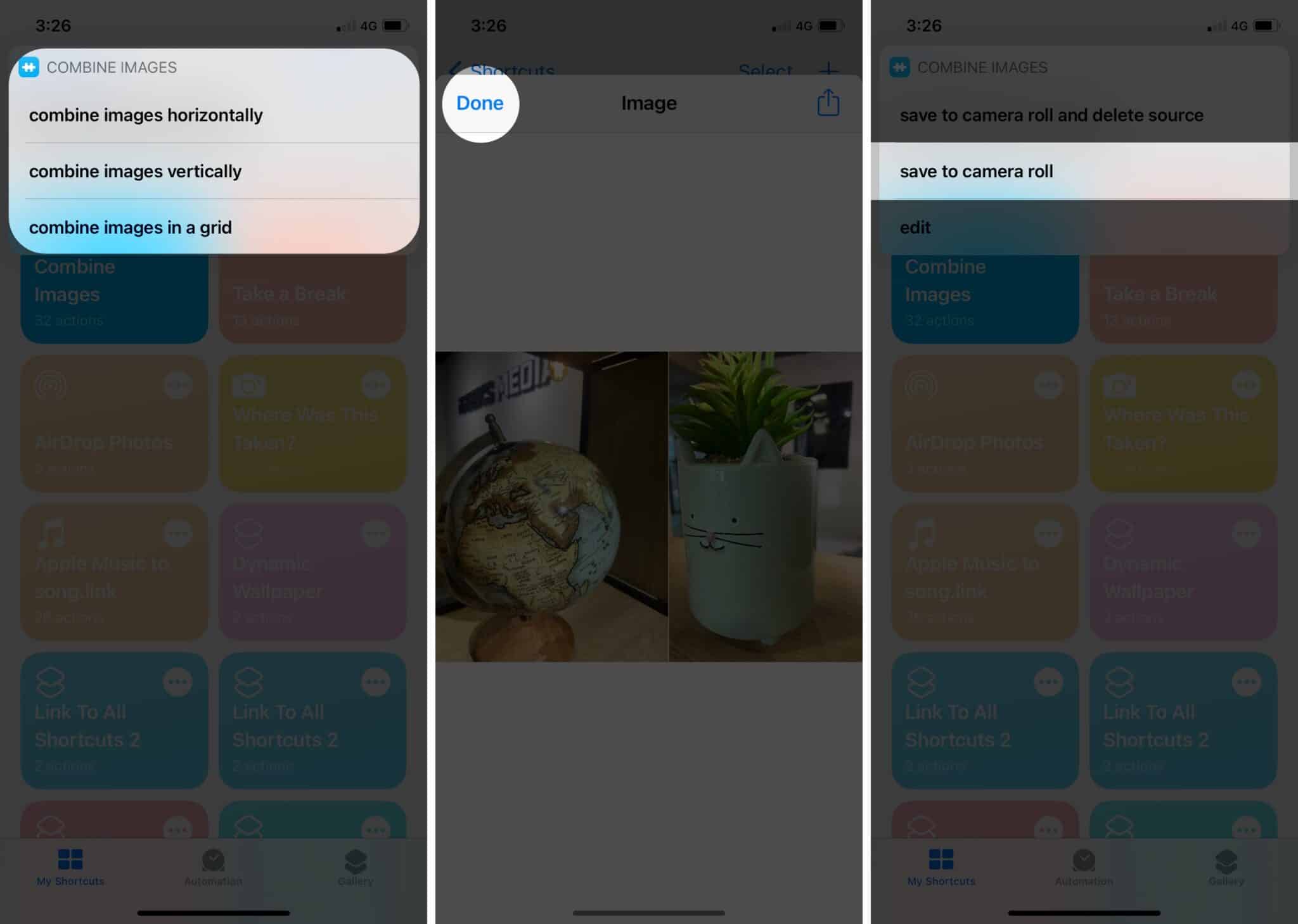 Combine Images on iPhone and iPad Using Shortcuts