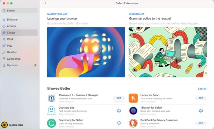 Open the Safari extensions in the App Store on Mac