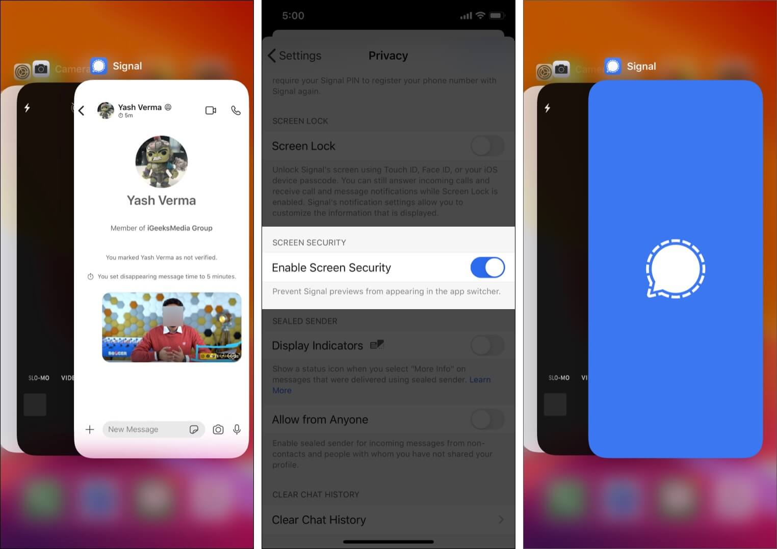 App Switcher screen security in Signal