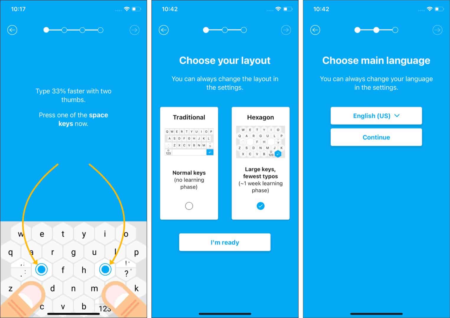 Choose desired layout, language, etc. and finish Typewise set up