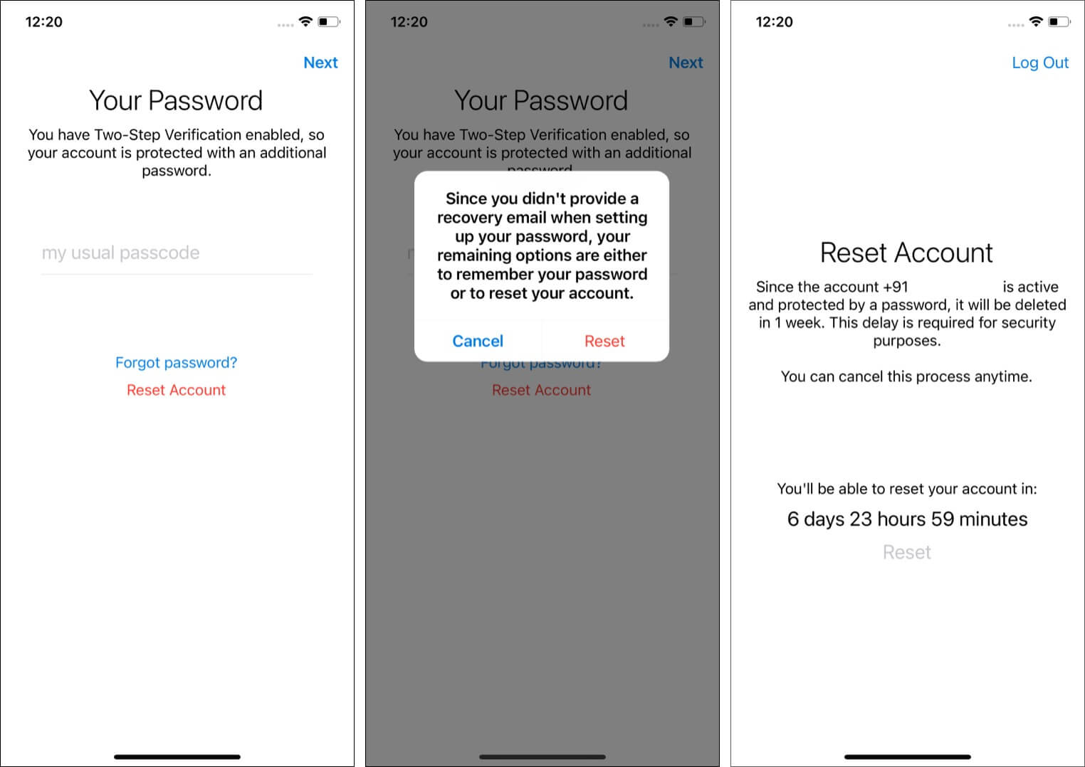 Reset Telegram account if you have Forgotten 2-step Verification Passcode