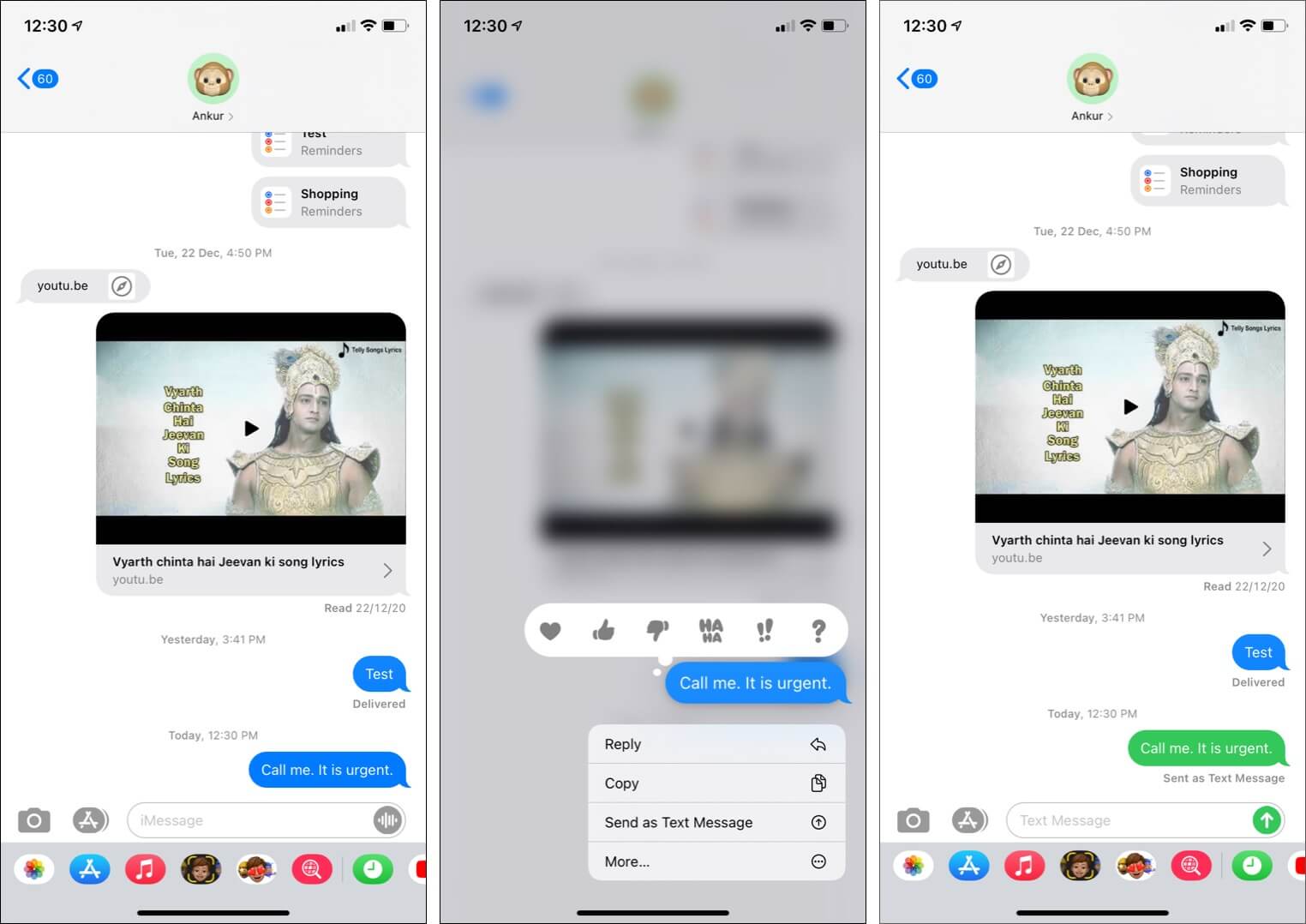 Send an iMessage as an SMS