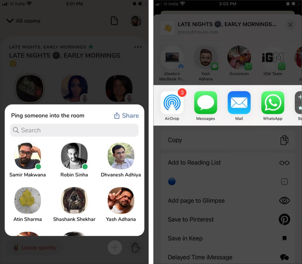 Add someone to the room in Clubhouse iPhone app