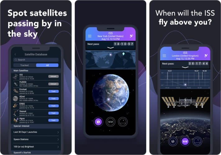 Satellite Tracker by Star Walk astrophotography iPhone app screenshot