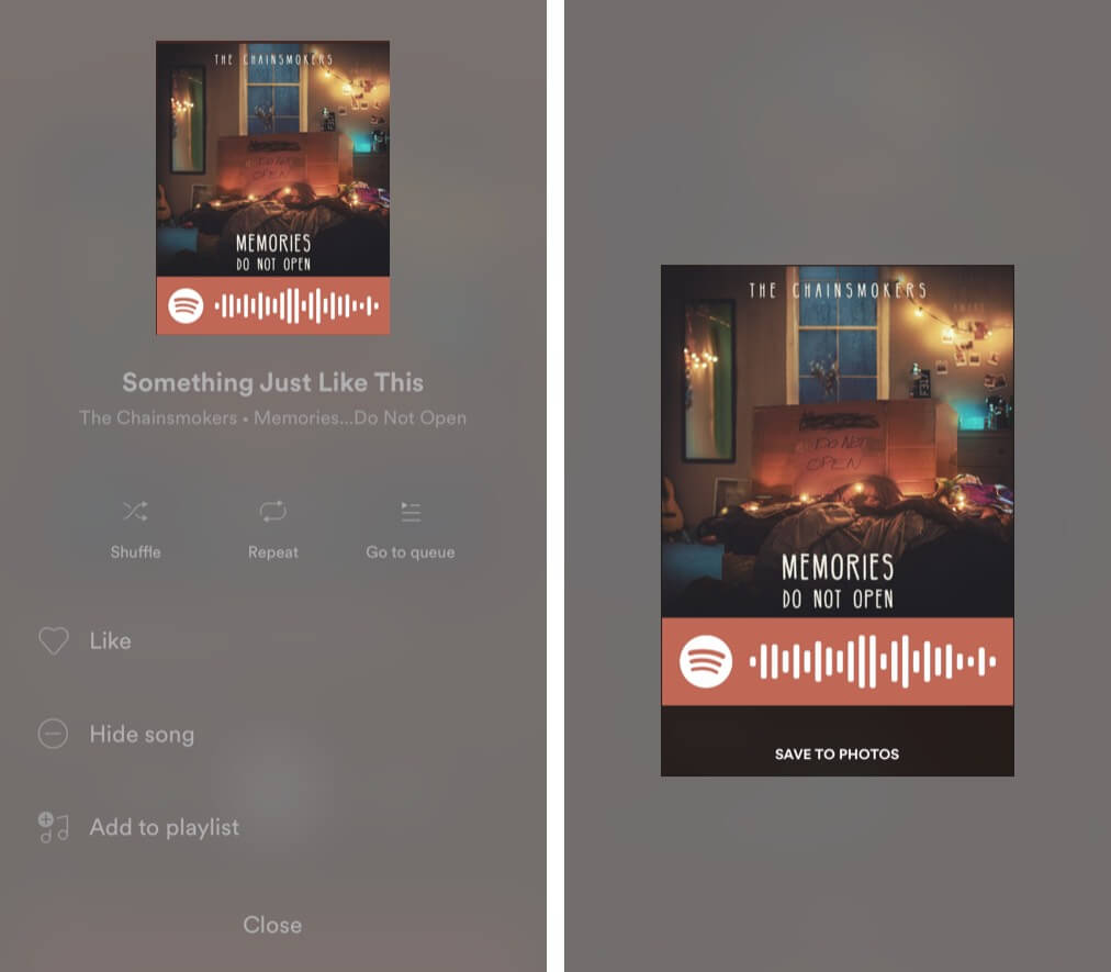 Spotify Codes to share music on iPhone