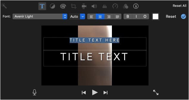 Add text to your video clip in iMovie