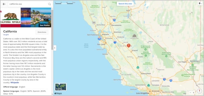 Click on Directions tab in Apple Maps on Windows