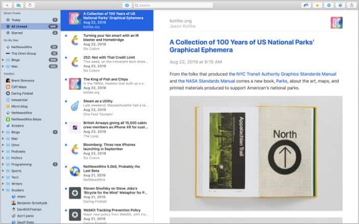 NetNewsWire best RSS feed reader app for Mac
