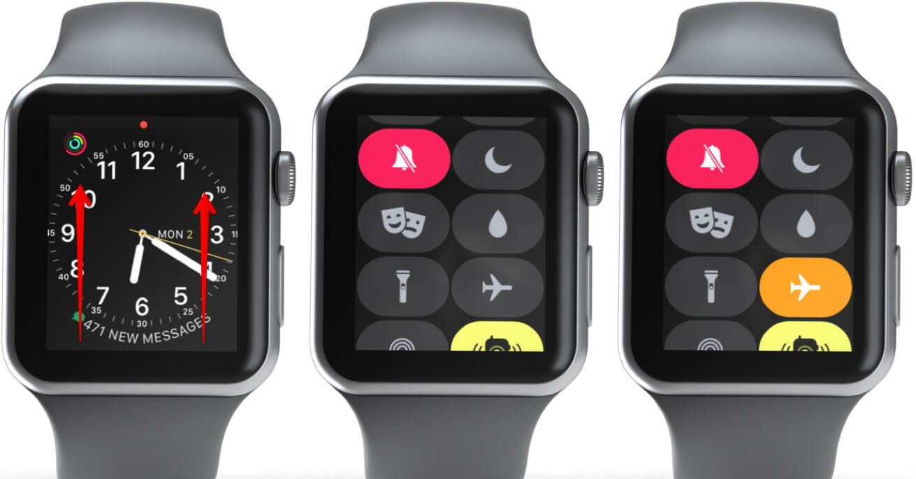 Open Control Center and Enable Airplane Mode on Apple Watch