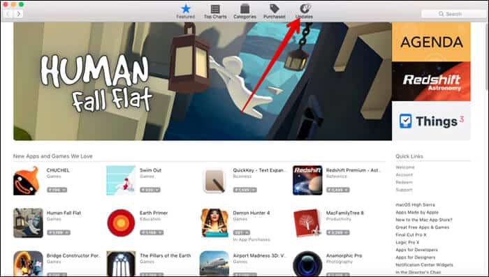 Open Mac App Store and select Updates tab