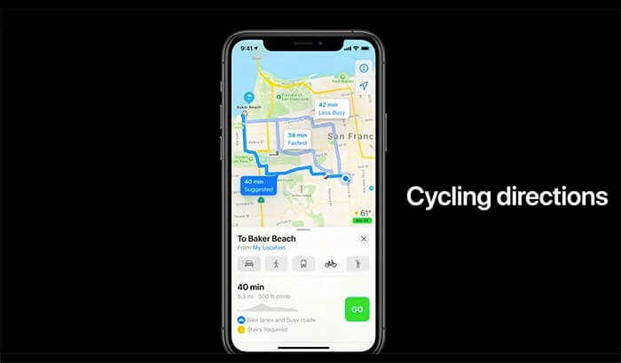 Plan Cycle Trip in Apple Maps on iPhone Running iOS 14