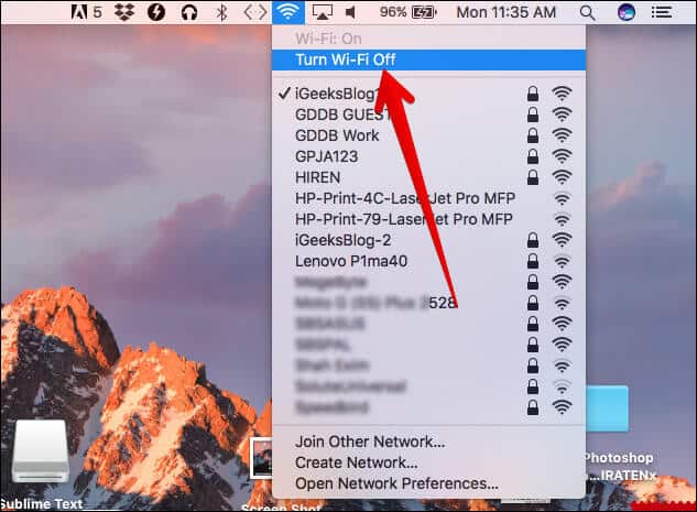 Turn Off WiFi on Mac