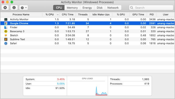 Use Activity Monitor to improve battery life on M1 Mac