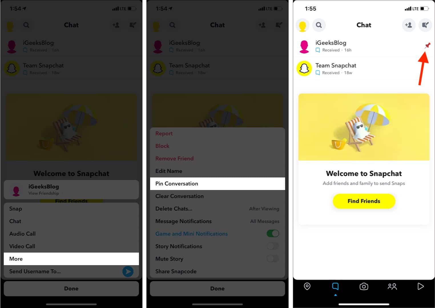 How to pin a chat on Snapchat