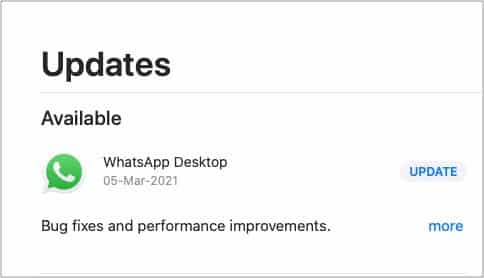 Update WhatsApp app on Mac
