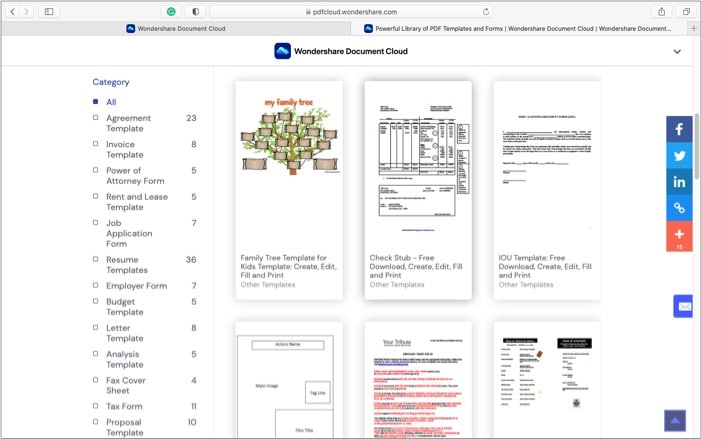 Create and save customize templates in Wondershare Document Cloud