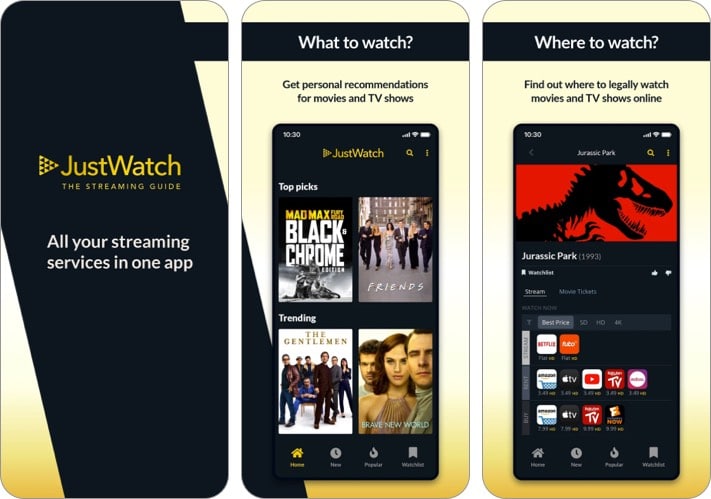 JustWatch iPhone app to track movies and TV shows