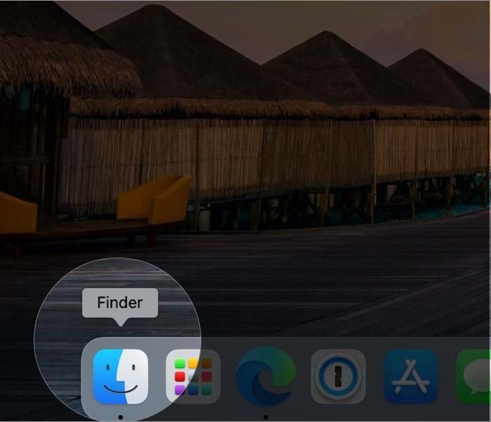 Open Finder by clicking the Finder icon on Mac Dock