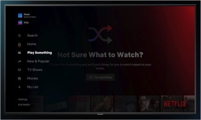 Netflix Play Something button on left sidebar