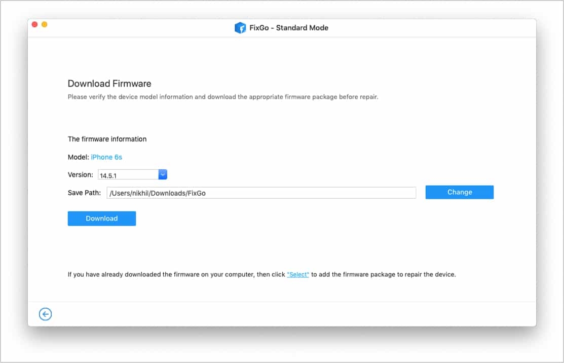 Download Firmware in FixGo