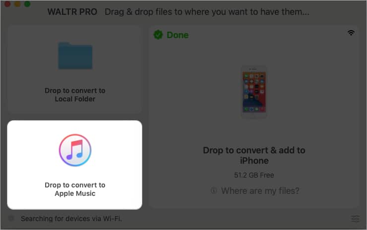 Drop to convert to Apple Music in WALTR PRO