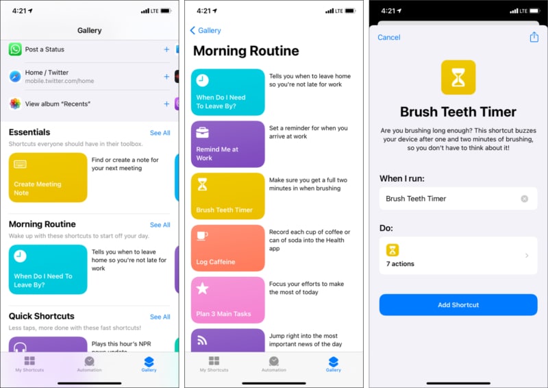 Get shortcuts on iPhone and iPad From shortcuts gallery