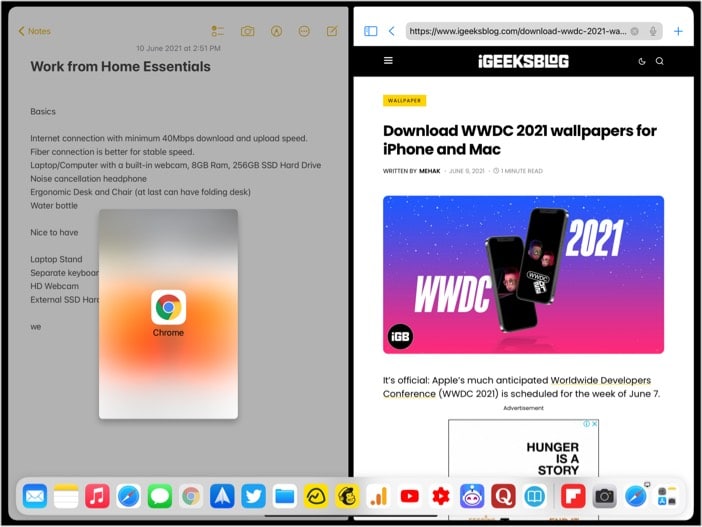 Adjust Split View Settings in iPadOS 14