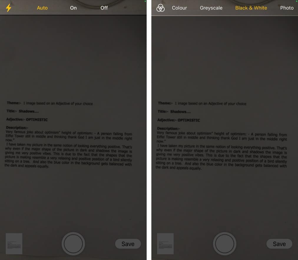 Adjust iPhone properly over the document to scan