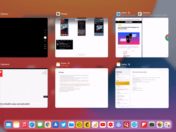 Enter Split View via App Switcher on iPad