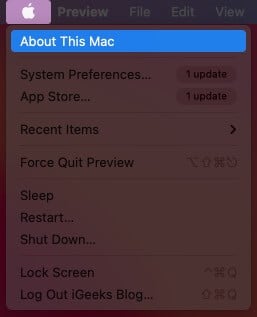 Click on Apple Logo and Then Select About This Mac