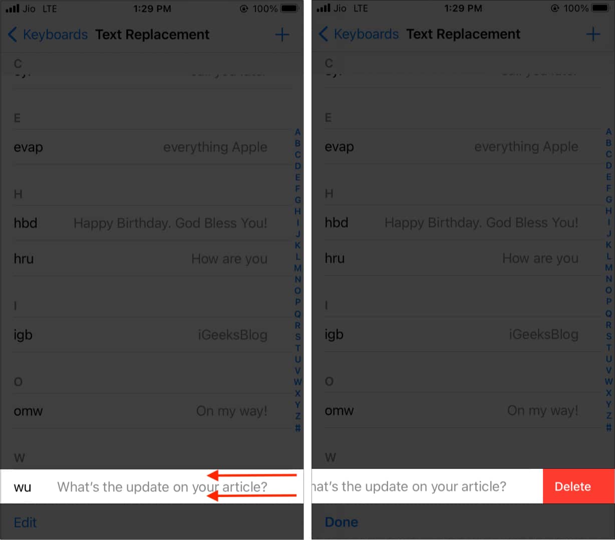 How to delete text shortcuts on iPhone