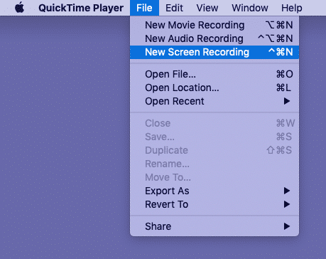 Open QuickTime Player click File and choose New Screen Recording