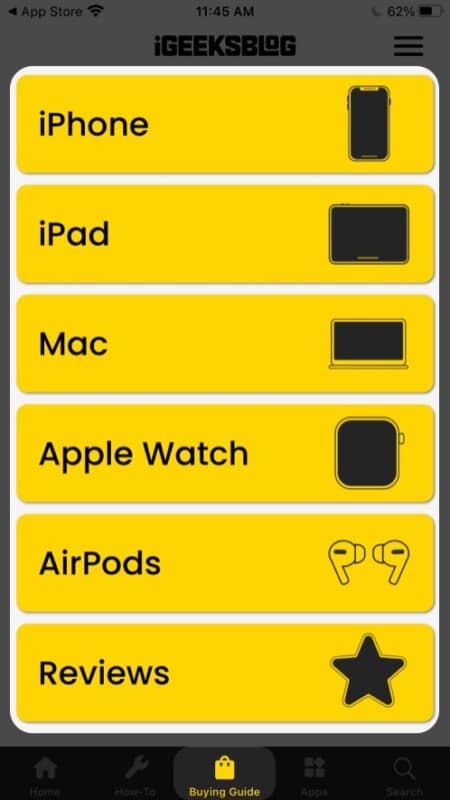 Buying Guide in iGeeksBlog app for iPhone