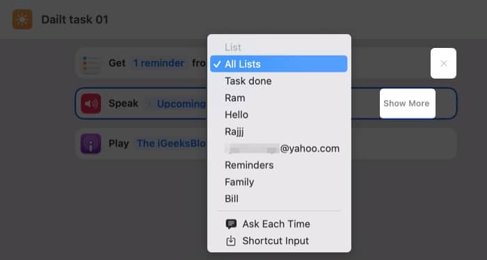 Edit a shortcut on macOS Monterey