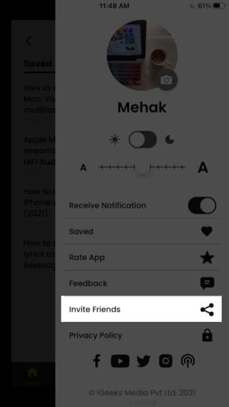 Invite friends to download iGeeksBlog app