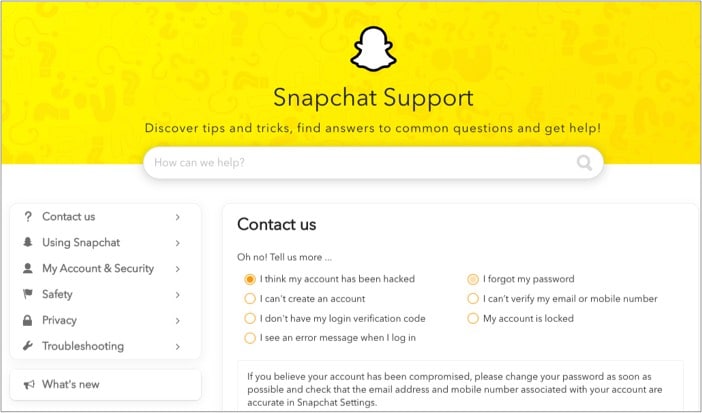 Recover your locked or hacked Snapchat account