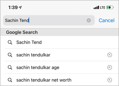 Example of trending search suggestion in Google