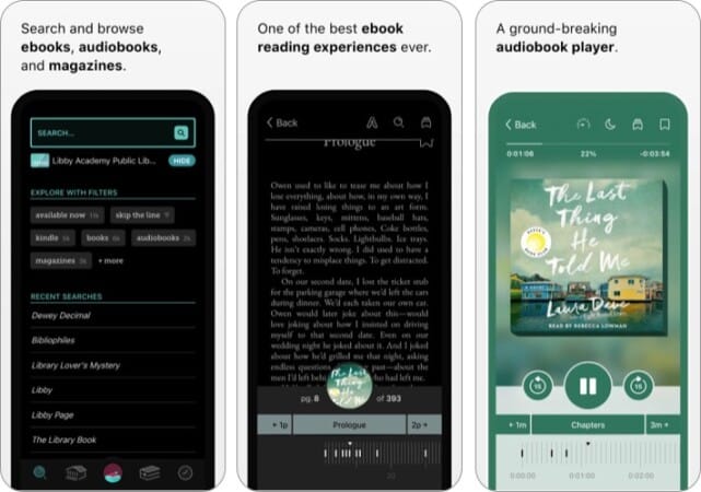 Features for ebook readers in Libby iOS app