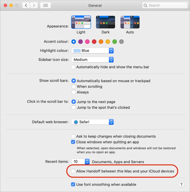 Turn Off Handoff on Mac