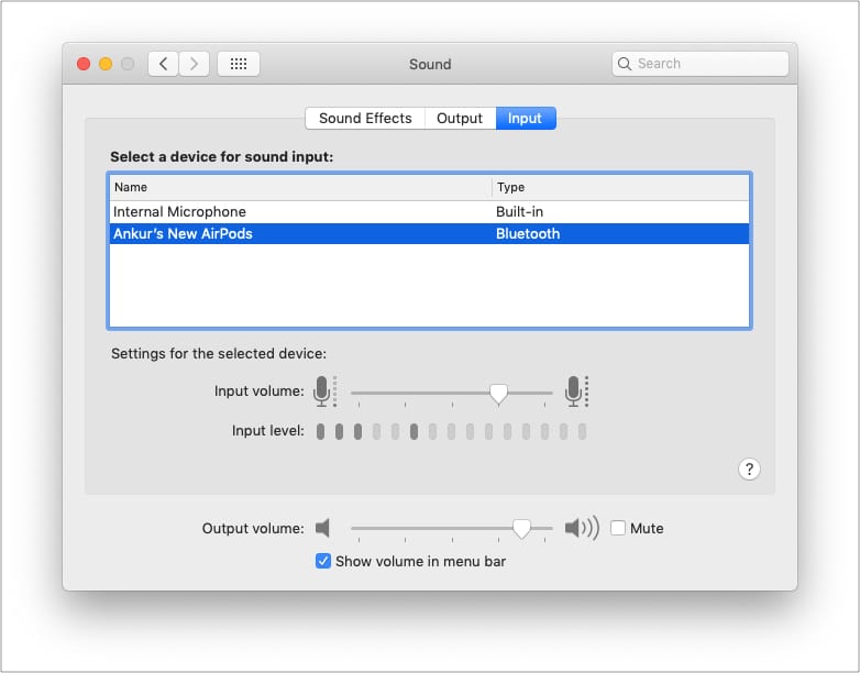 See Mac Microphone Input Level