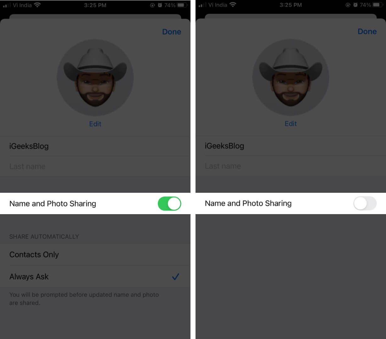 Turn Off Name and Photo Sharing for iMessage on iPhone