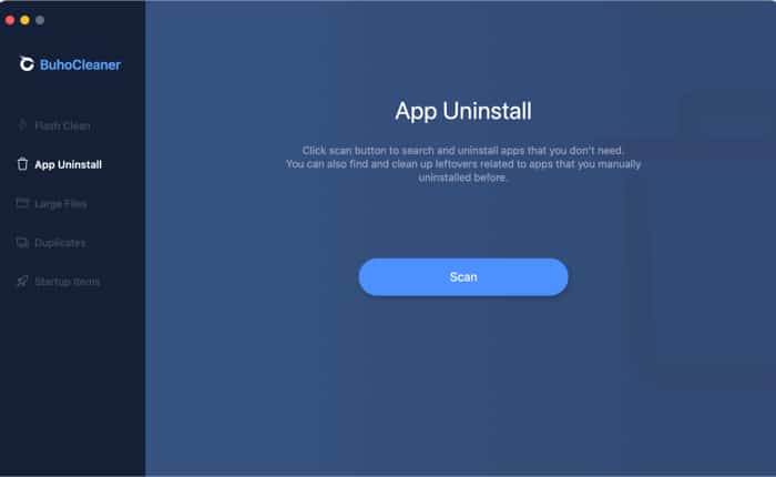 App Uninstall feature in BuhoCleaner app for Mac