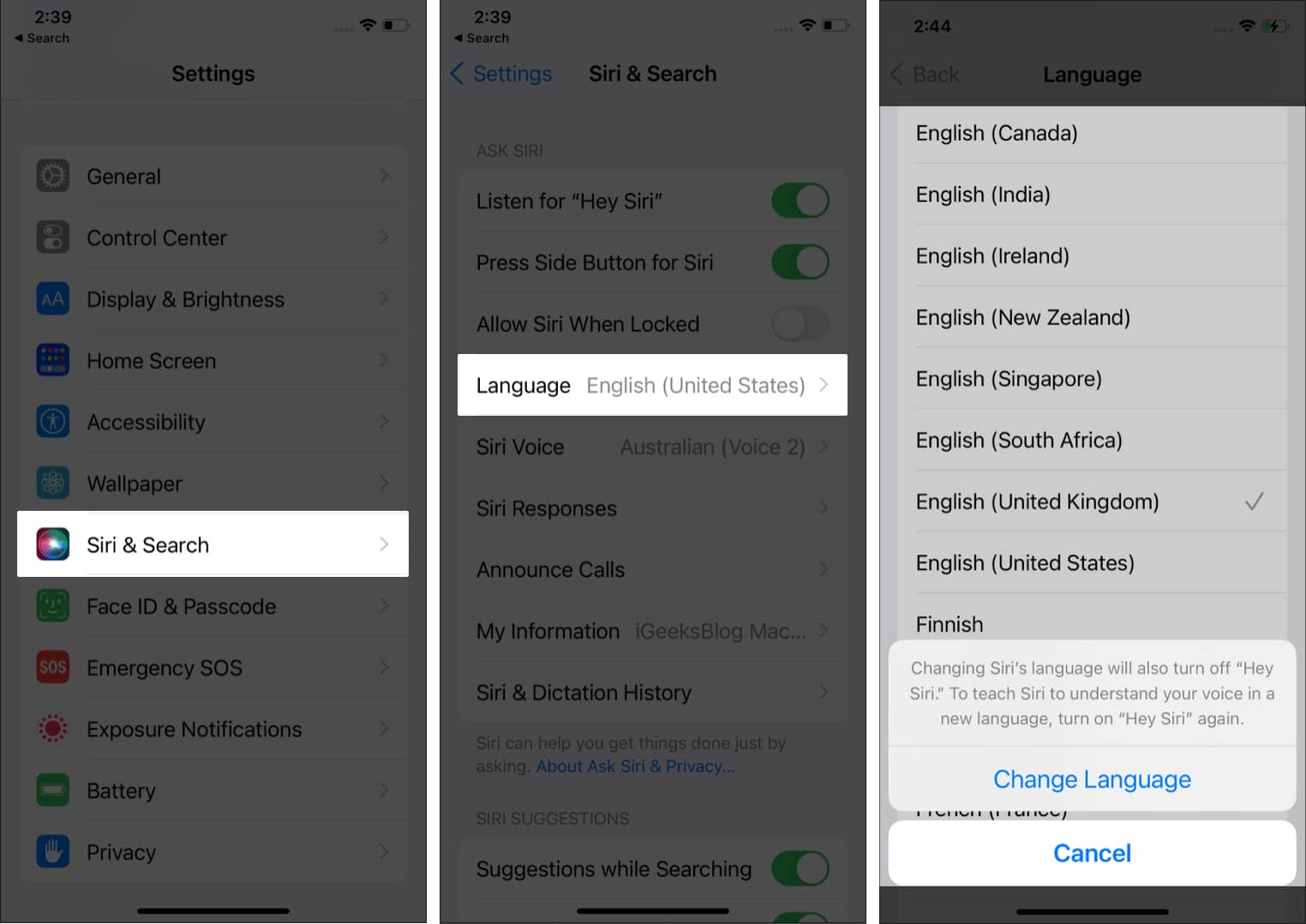 Change Siri language on iPhone or iPad