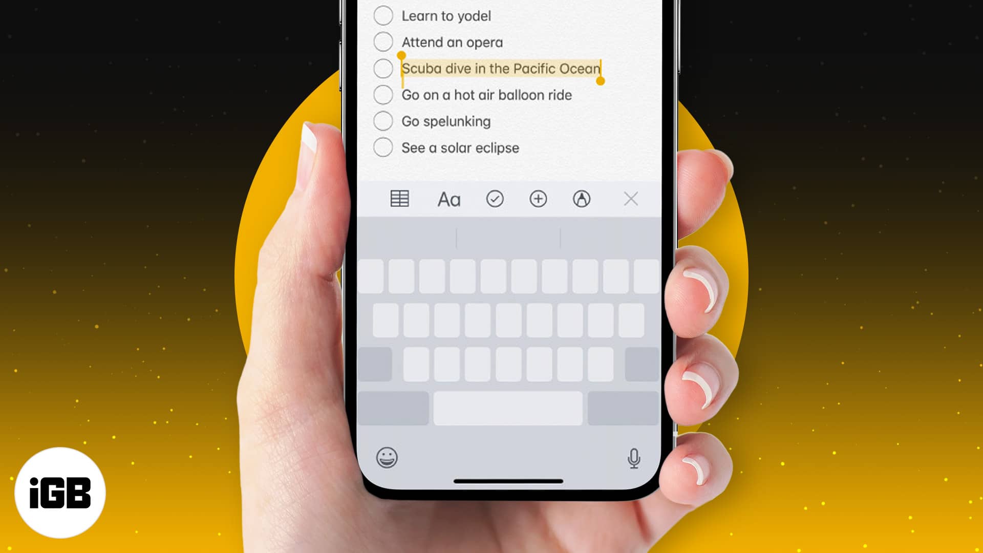 How to select text on iphone using keyboard as trackpad