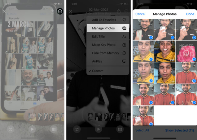 Remove photos from a Memory on iPhone
